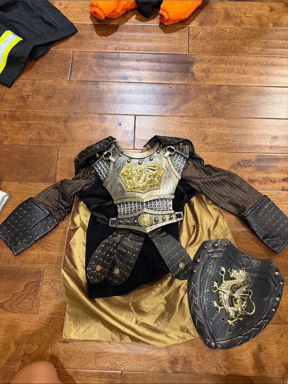 Kids Gold and Black Knight Costume with Shield